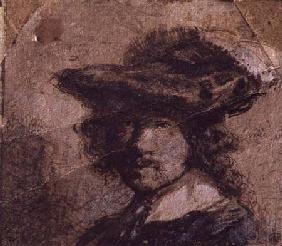 Self Portrait with a Plumed Hat and White Collar