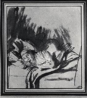 Sick woman in a bed, maybe Saskia, wife of the painter