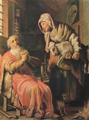Tobias verdächtigt seine Frau des Diebstahls van Rembrandt van Rijn