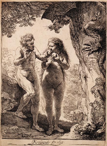 Adam en Eva van Rembrandt van Rijn