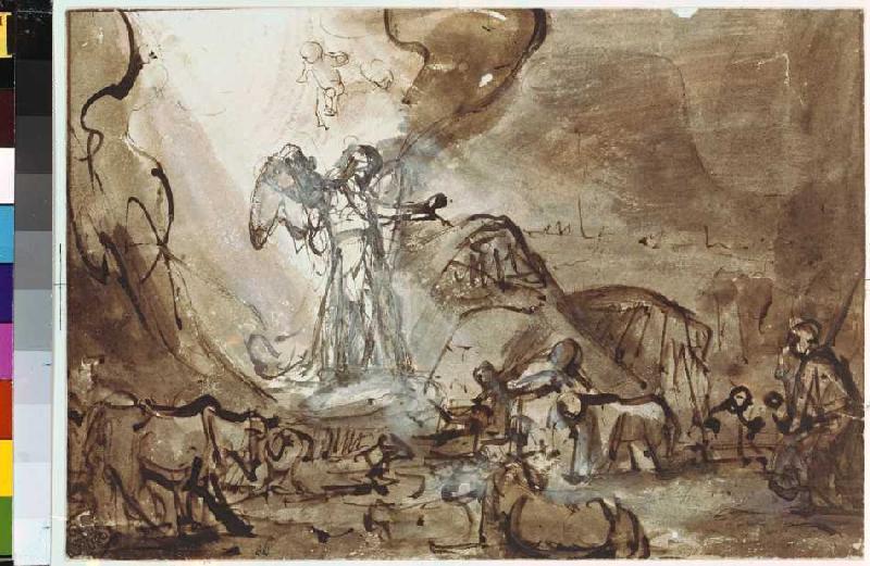 Verkündigung an die Hirten van Rembrandt van Rijn
