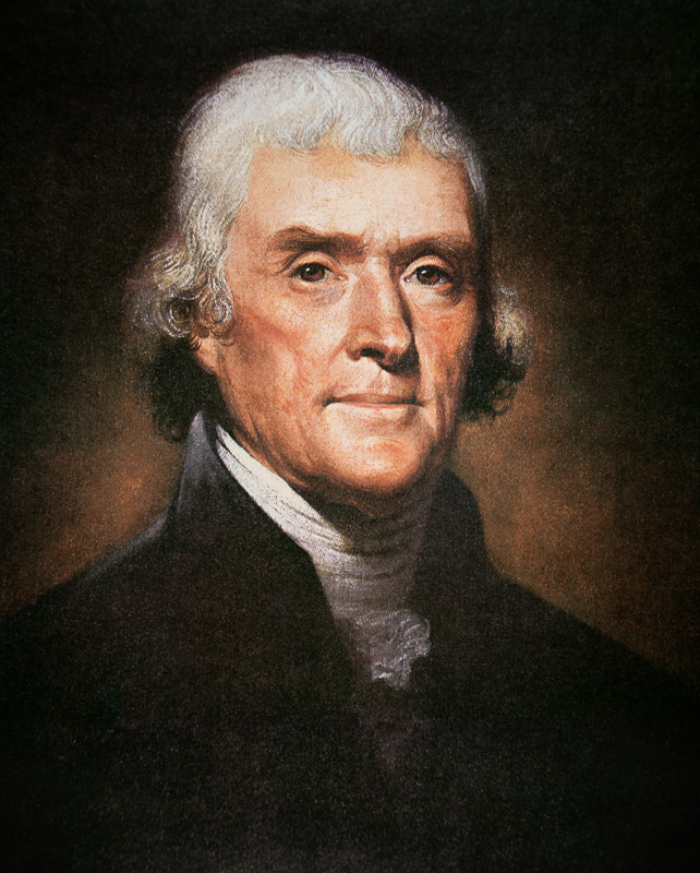 Thomas Jefferson (1743-1826) (colour litho) van Rembrandt Peale