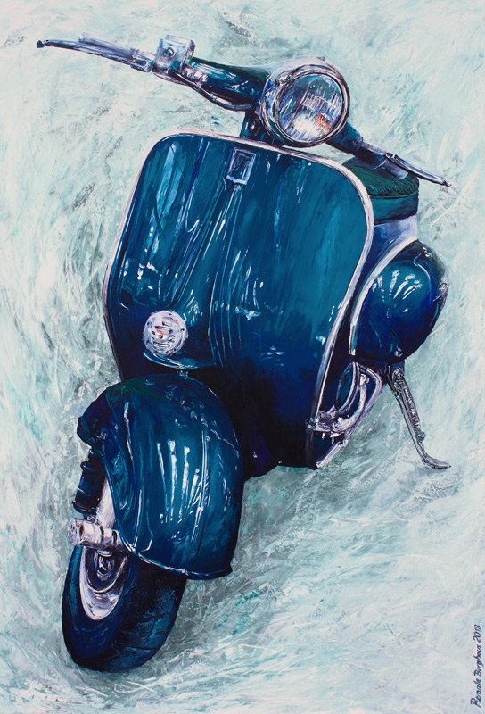 Vespa dunkelblau van Renate Berghaus