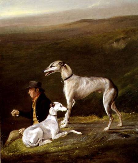 Old Sandy, Trainer to Alexander Graham, with Two Greyhounds in a Highland Landscape van R.G. Brown