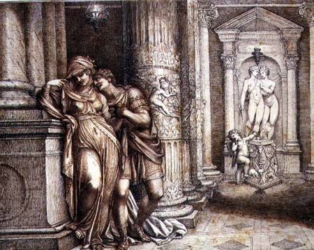 Hero and Leander in the Temple (brush, bistre and pencil on van Richard Cosway