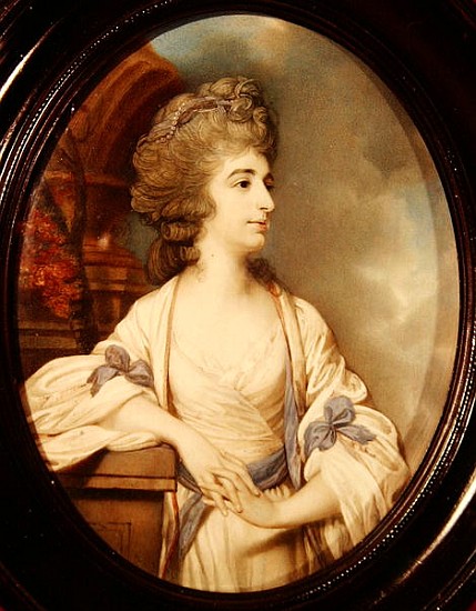 Portrait of Sarah Siddons (1755-1831) 1783 (watercolour on ivory) van Richard Crosse