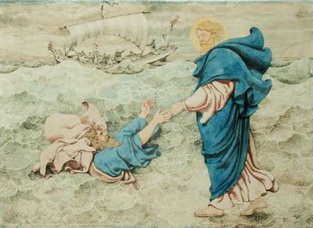 Sketch of Christ Walking on Water van Richard Dadd