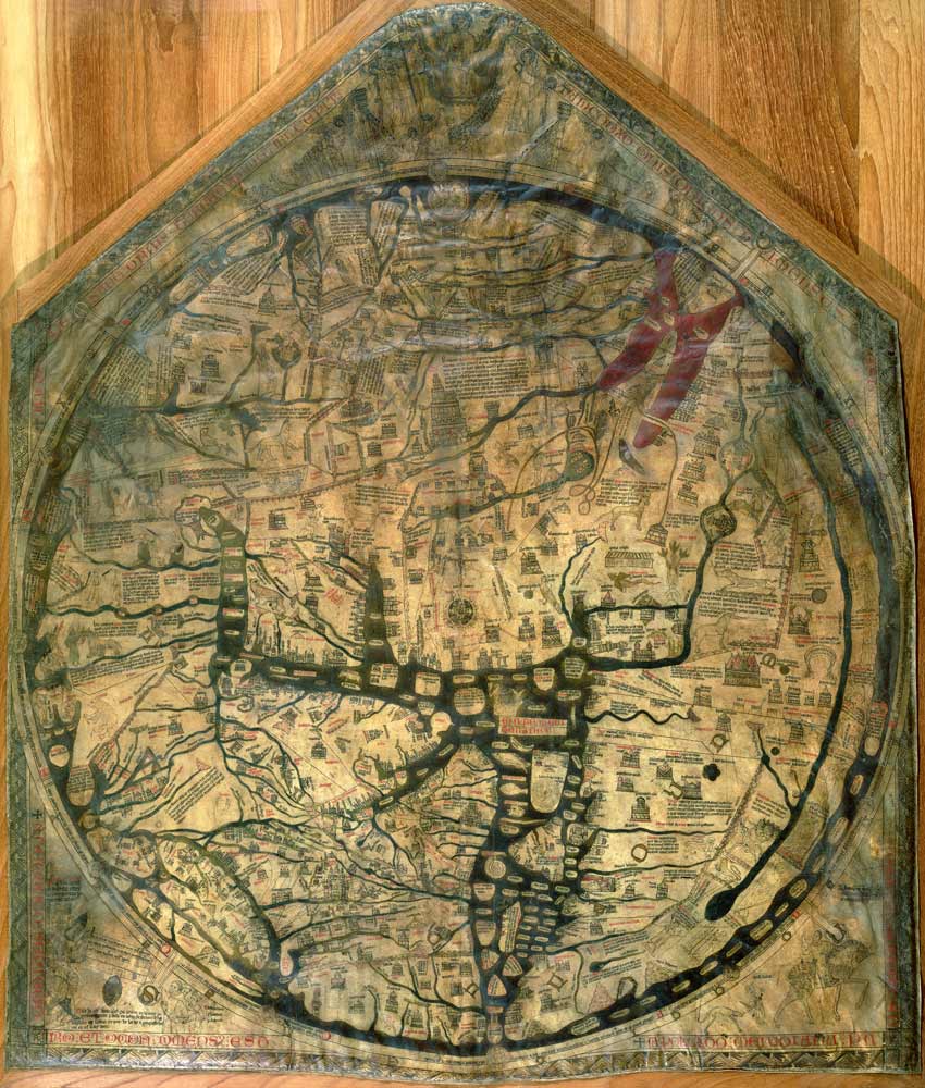 Mappa Mundi, c.1290 (vellum) van Richard of Haldingham
