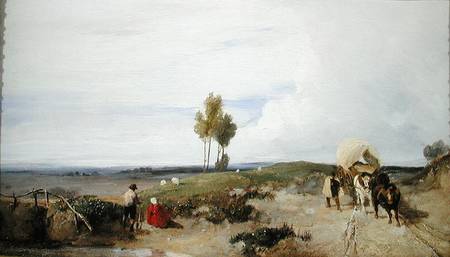 A Ford on the Road from Boulogne to Paris, looking towards St. Omer van Richard Parkes Bonington