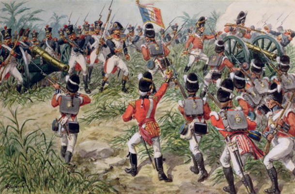 The Charge of the 7th Foot Royal Fusiliers, Martinique, 1st February, 1809 van Richard Simkin