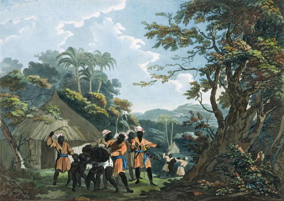'A View taken near Bain, on the coast of Guinea in Affrica', engraved by Catherine Prestell, publish van Richard Westall