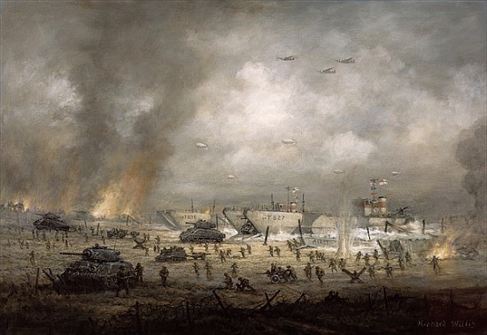 ''The Tanks Go In'', Sword Beach (oil on canvas)  van Richard  Willis