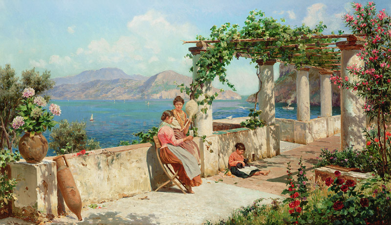 Figures on a Terrace in Capri van Robert Alott