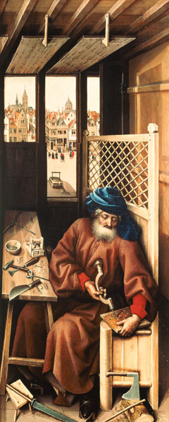 St. Joseph Portrayed as a Medieval Carpenter from the Merode Altarpiece c.1425 van Robert Campin
