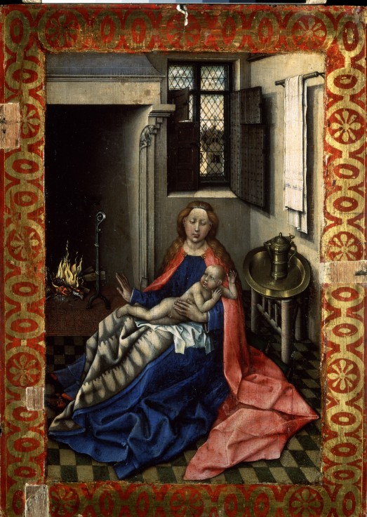 Madonna and Child before a Fireplace van Robert Campin