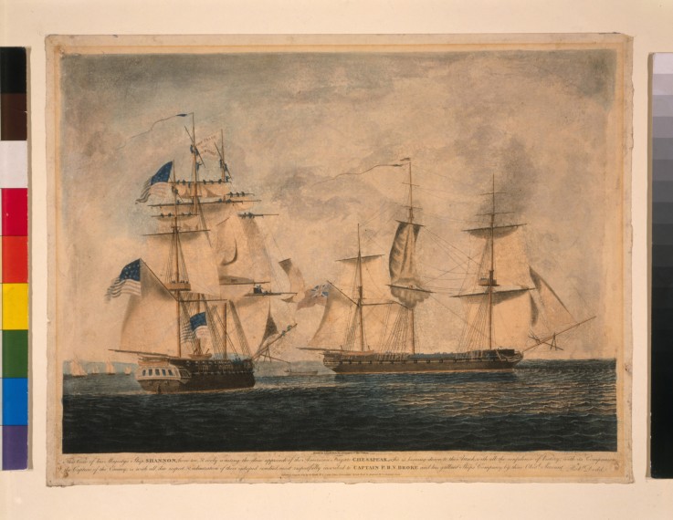 HMS Shannon captures USS Chesapeake, 1 June 1813 van Robert Dodd