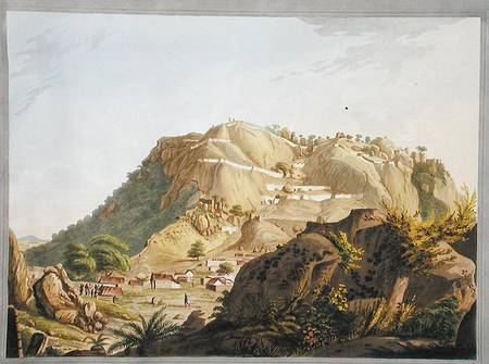 South-western view of Ootra-Durgum, illustration from 'Twelve Views of Mysore, the Country of Tippoo van Robert H. Colebrooke