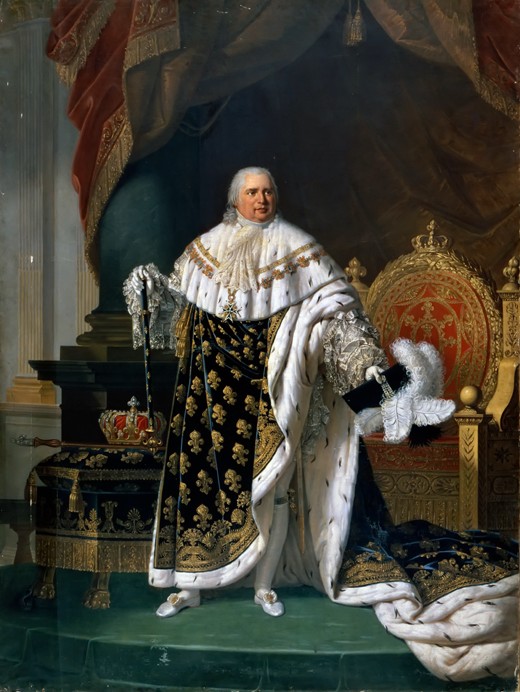 Portrait of Louis XVIII (1755-1824) in coronation robes van Robert Lefevre