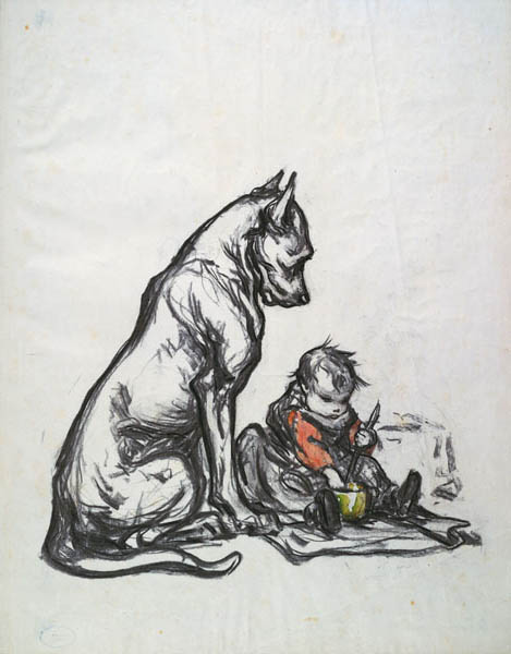 Dog and child van Robert Noir