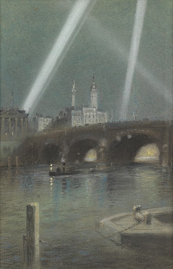 War Searchlights over London Bridge van Robert Randoll