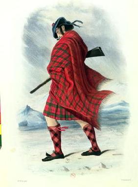 Scotsman in Highland Dress, engraved by W. Kinnebrock (colour litho)