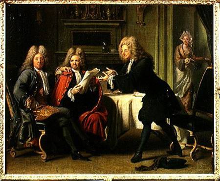 Bodin, the King's Doctor, in the Company of Dufresny and Crebillon at the House in Auteuil van Robert Tournieres