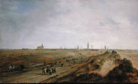 Landscape with a view of Ostend van Robert van den Hoecke