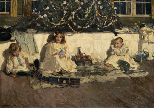 Kinder unter dem Weihnachtsbaum van Robert Weise