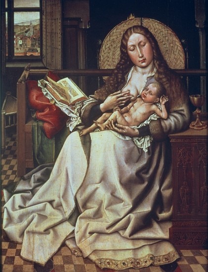 Virgin and Child Before a Firescreen, c.1440 (oil & egg tempera on panel) van (Robert Campin) Master of Flemalle