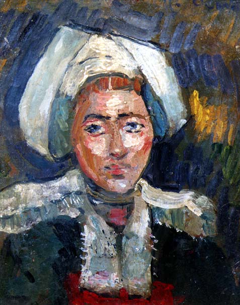 Head of a Breton Woman (oil on panel)  van Roderic O'Conor
