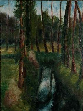 River Landscape (oil on canvas) 