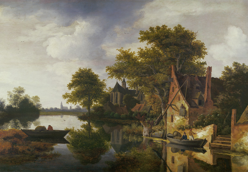 River Landscape van Roelof van Vries