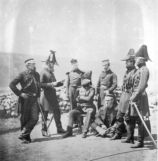 Lieutenant General Sir George Brown G.C.B and officers of his staff, c.1855 van Roger Fenton