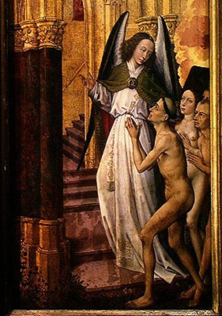 The Good being led to Heaven, detail from The Last Judgement van Rogier van der Weyden