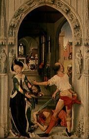 Johannes-Altar, rechte Tafel: Die Enthauptung des Täufers. van Rogier van der Weyden