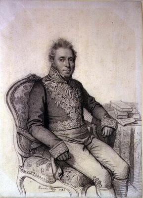 Portrait of an Officer of the Legion d'Honneur, 1842 (pencil on paper) van Romain Cazes