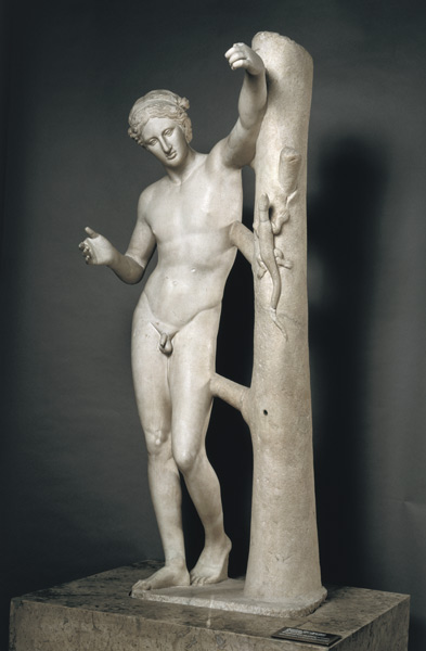 Apollo Sauroktonos (Lizard Killer)  copy of a Greek bronze made c.350 BC and attributed to Praxitele van Roman