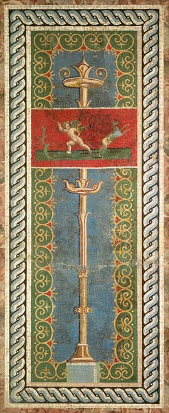 Candelabra with ornamental motif (mosaic) van Roman