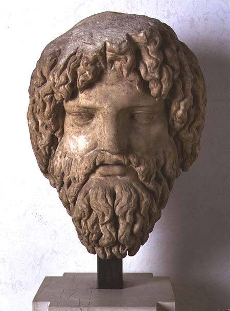 Bearded head representing Jupiter van Roman