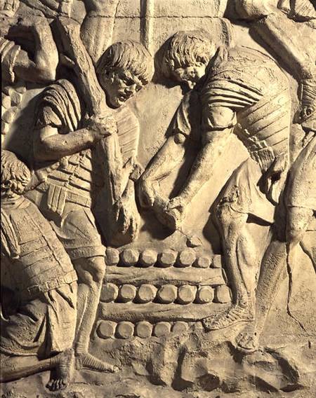 Construction of fortifications during the campaign against the Sarmatians, detail from a cast of Tra van Roman