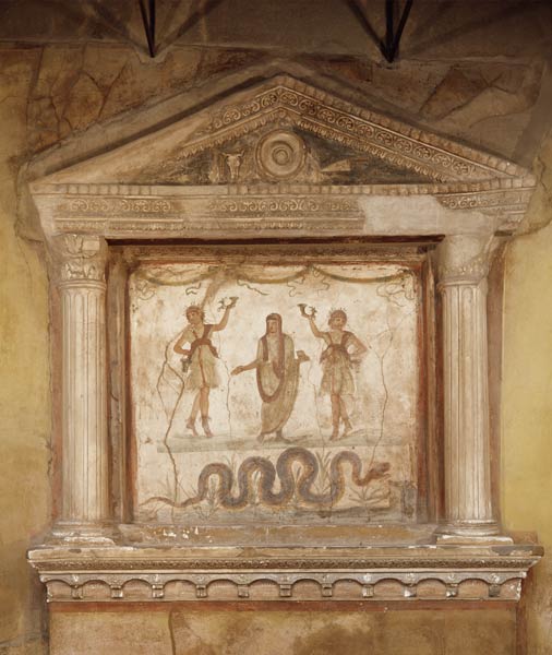 Household shrine, from the Casa dei Vetti House of the Vettii) van Roman