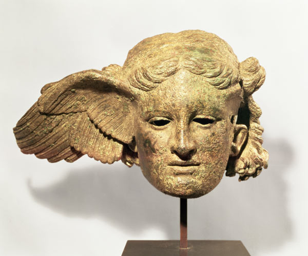 Head of Hypnos, or Sleep, 1st-2nd century AD copy of a Hellenistic original, found at Civitella d'Ar van Roman