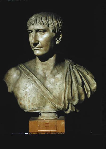 Portrait bust of Emperor Trajan (AD 53-117) van Roman