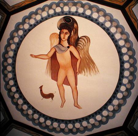 Roundel from a ceiling mural depicting the abduction of Ganymede van Roman