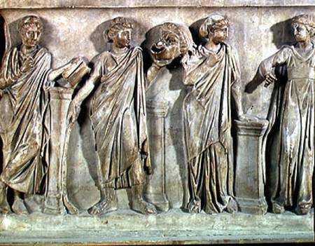 Sarcophagus of the Muses, detail of Clio, Thalia and Erato van Roman