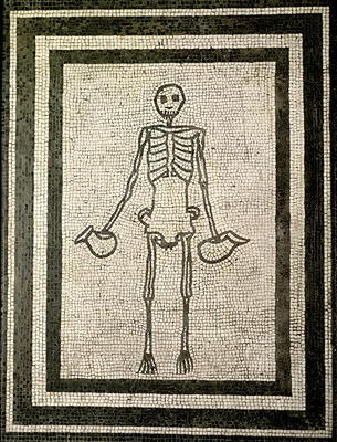 Skeleton of a cupbearer (mosaic) van Roman