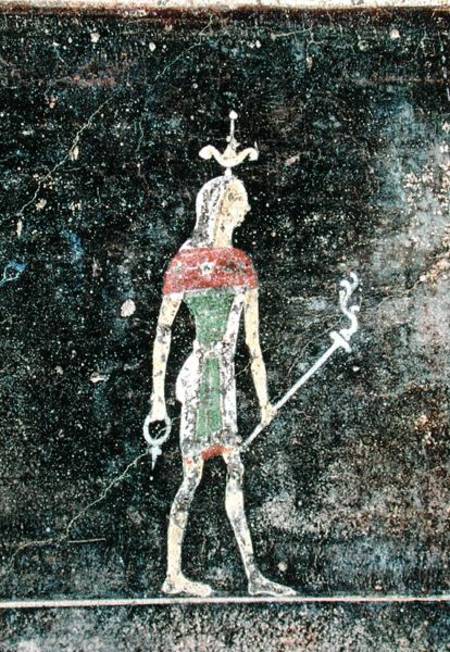 Standing god, detail from a tablinium decorated with Egyptian-style paintings van Roman