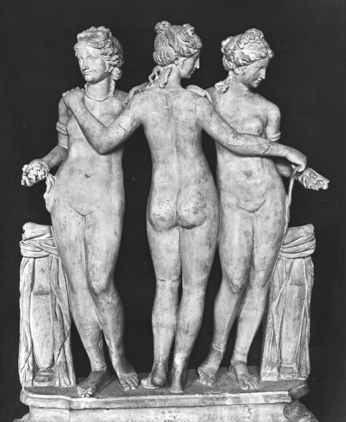 The Three Graces, copy of a 2nd century BC Greek original (marble) (b/w photo) (see 191014 and 19101 van Roman