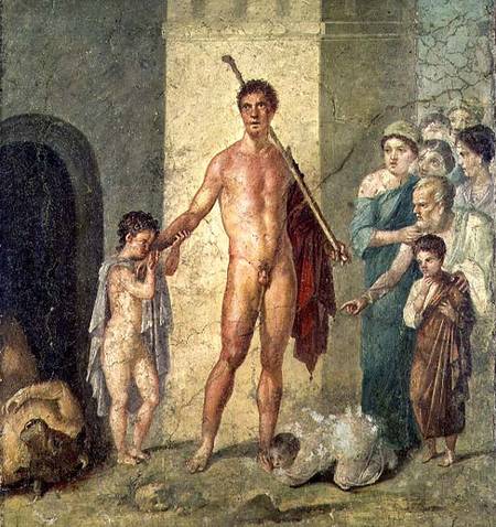 Theseus freeing children from the Minotaur, from the House of Gavius Rufus, Pompeii, 4th Pompeian st van Roman