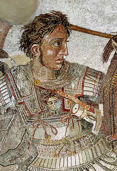 Alexander the Great (356-323 BC) from 'The Alexander Mosaic', depicting the Battle of Issus between van Roman